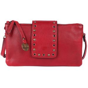 9.5 Inch Genuine Italian Leather Boho Studded Crossbody Sling Bag - Stylish, :]